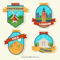 Free vector colorful city badges