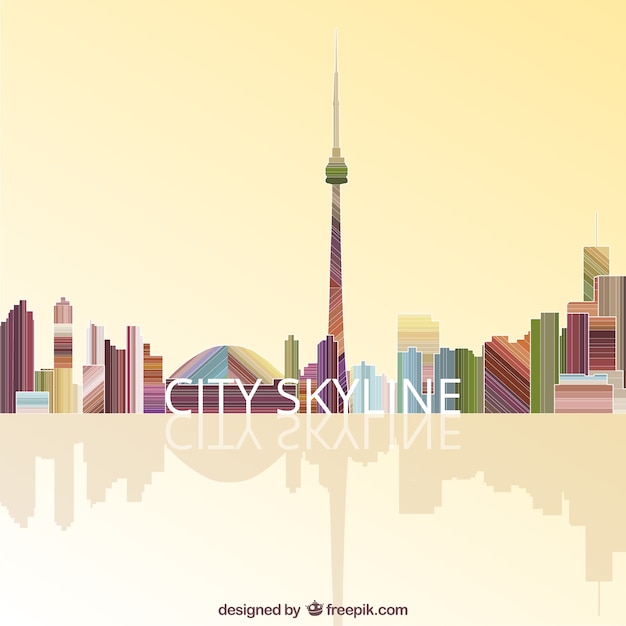 Colorful city skyline