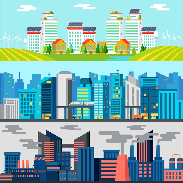 Colorful Cityscape Horizontal Banners