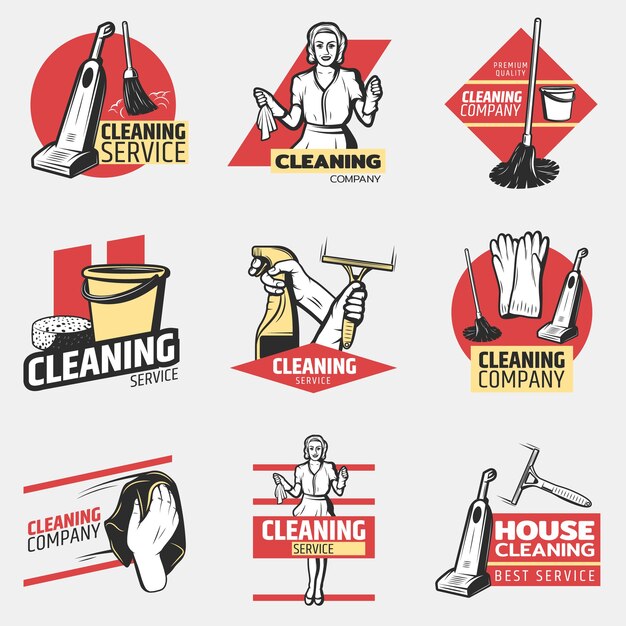 colorful cleaning company logotypes