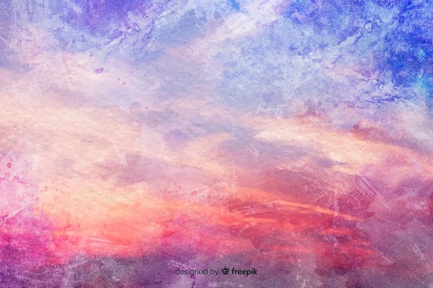 Цветные облака на акварельном фоне