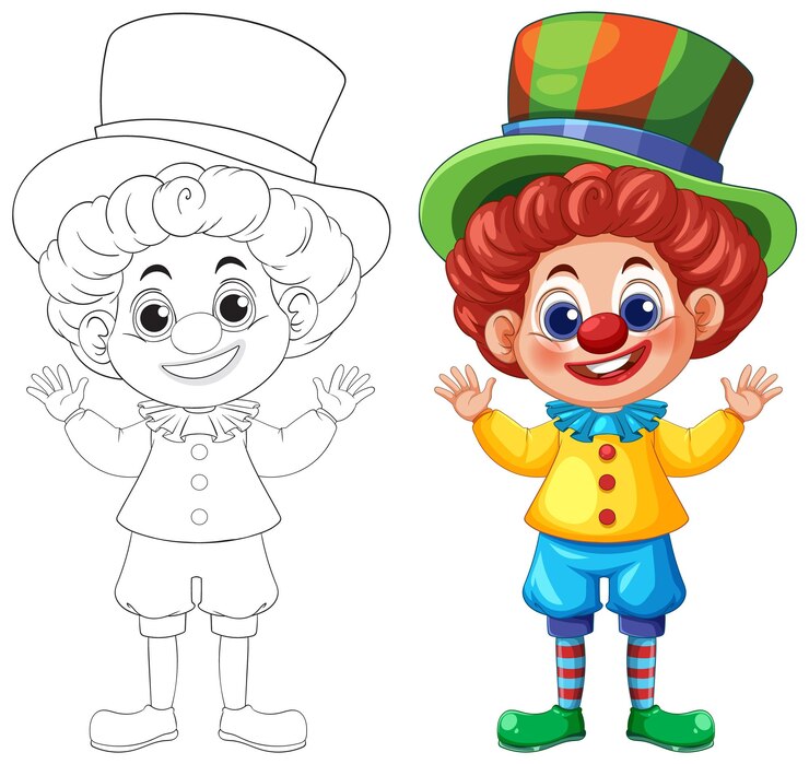 मुफ़्त वेक्टर colorful clown vector illustration with outline