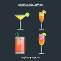 Free vector colorful cocktail collection with flat design