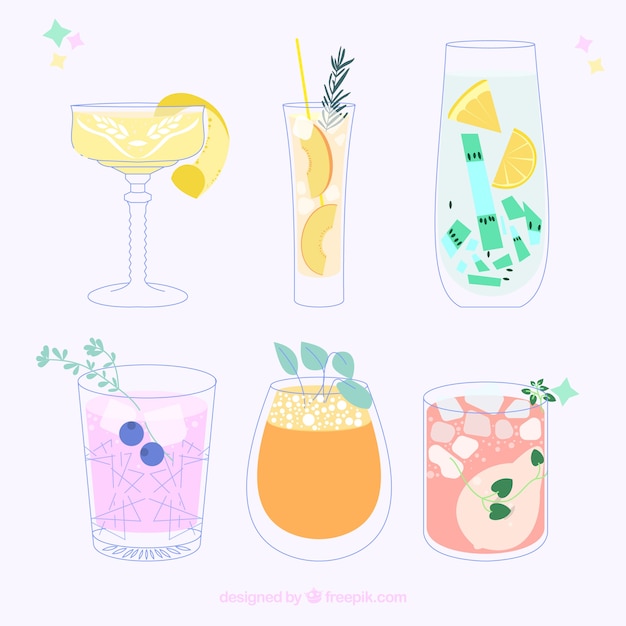 Free vector colorful cocktail collection with flat design