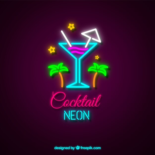 Colorful cocktail neon sign