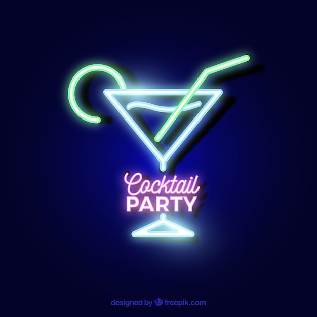 Free vector colorful cocktail neon sign