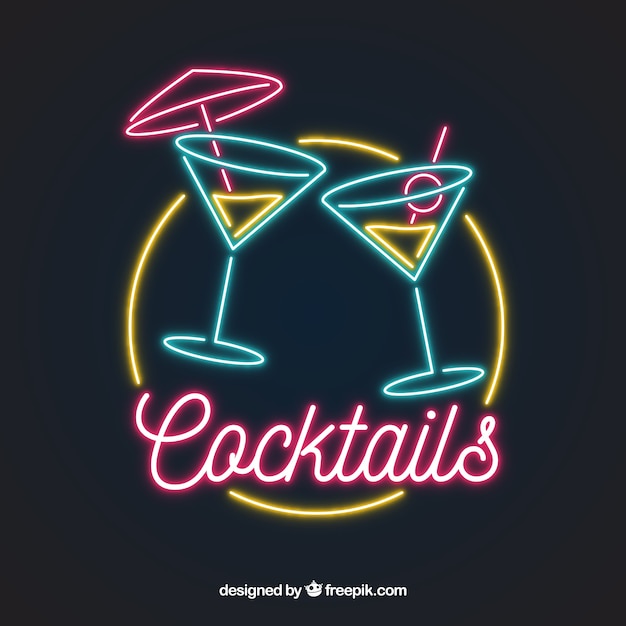 Colorful cocktail neon sign