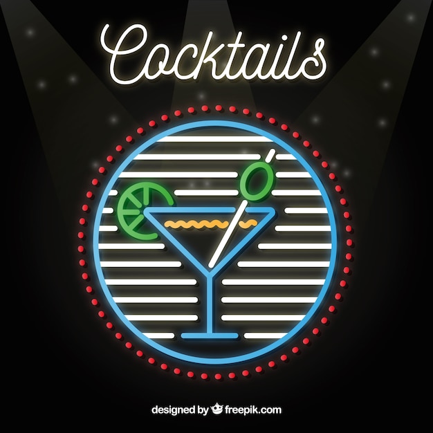 Colorful cocktail neon sign