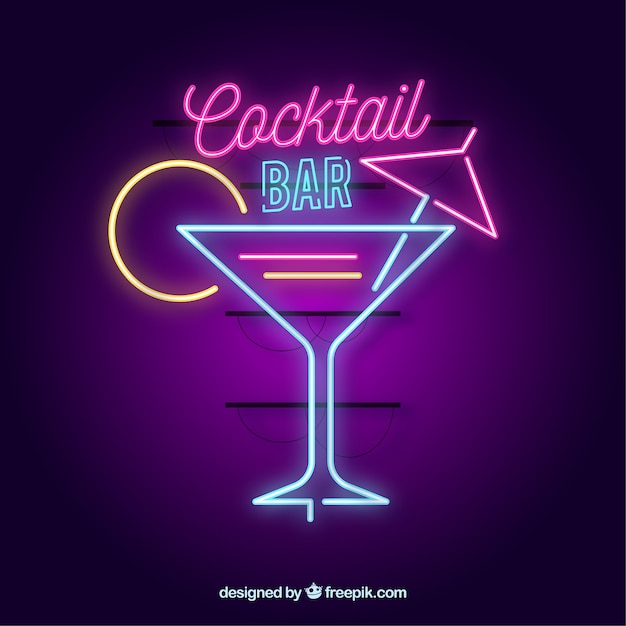 Colorful cocktail neon sign