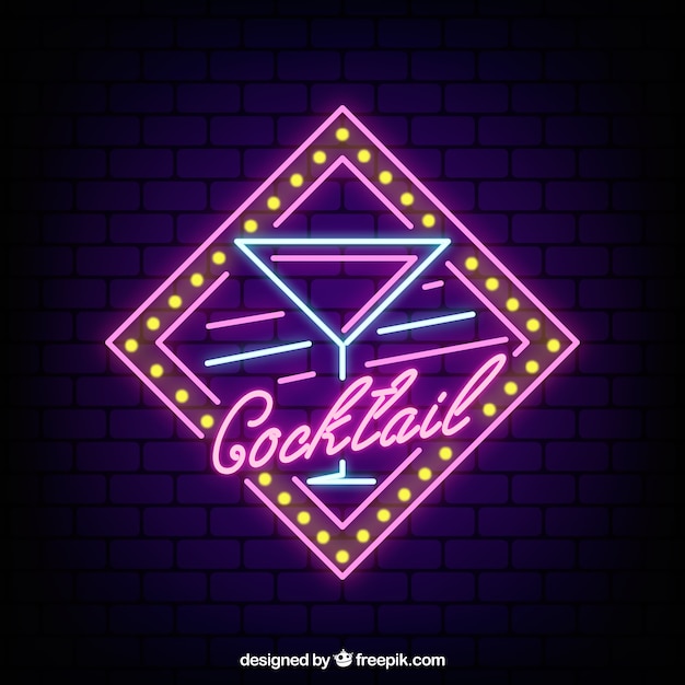 Colorful cocktail neon sign