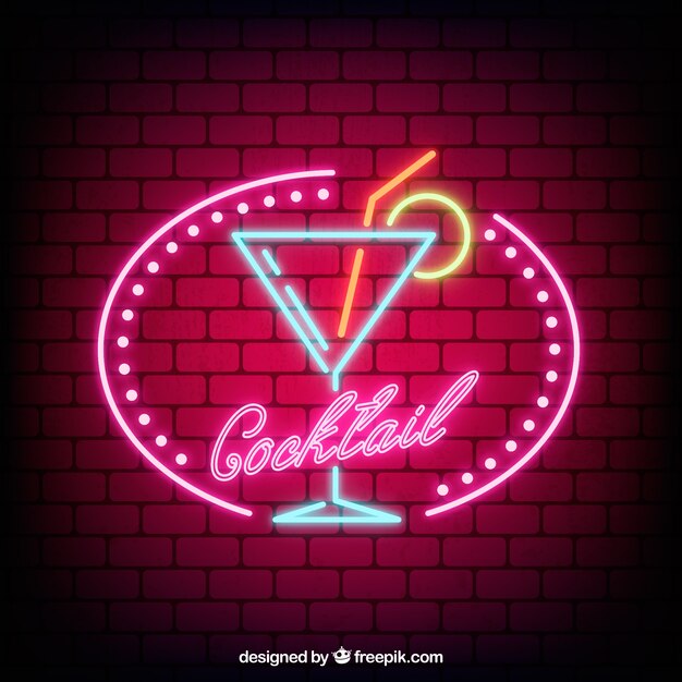 Colorful cocktail neon sign