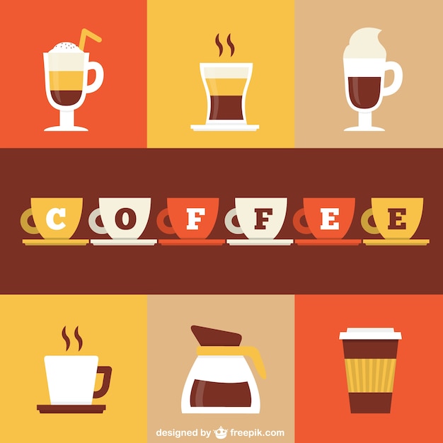 Colorful coffee icons