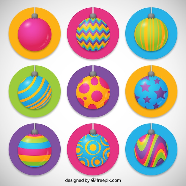 Free vector colorful collection of christmas balls