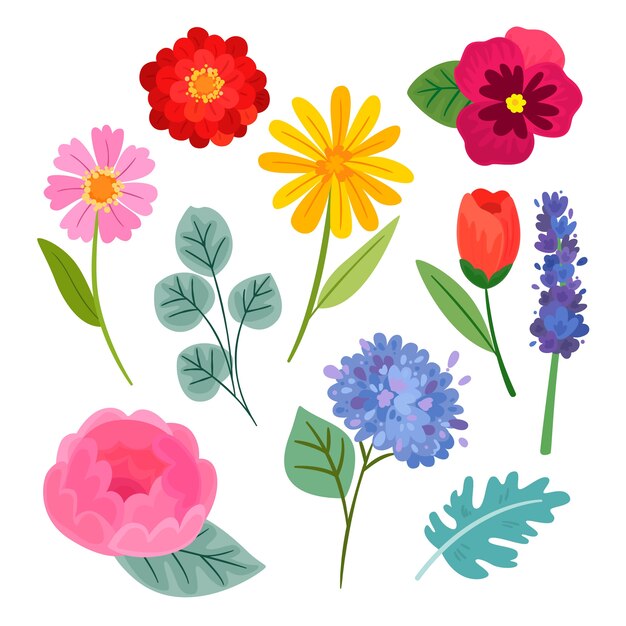 Colorful collection of flat design flowers