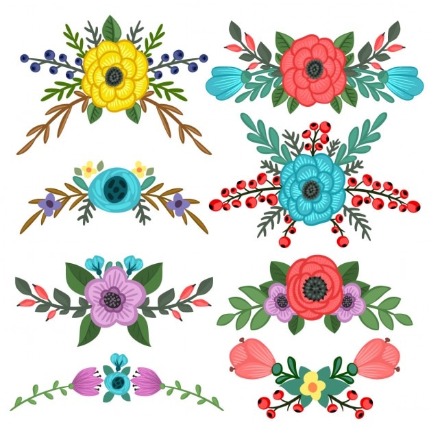 Free vector colorful collection of flowers