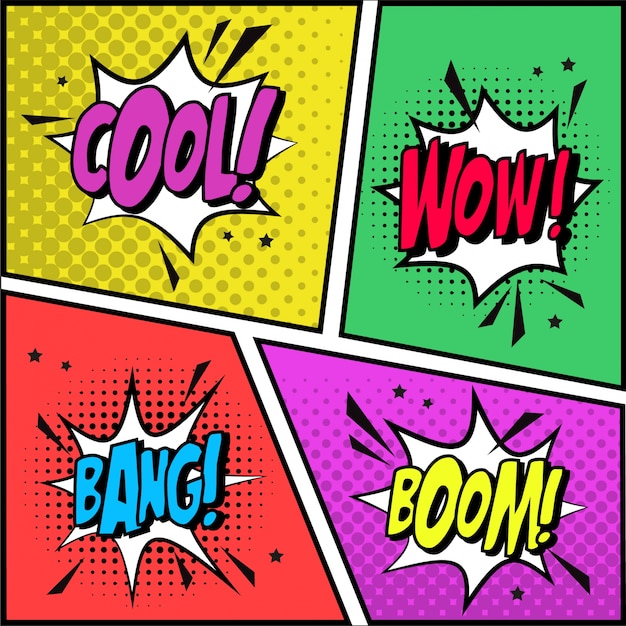 Free vector colorful comic book design elements