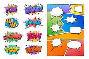 Free vector colorful comic elements arrangement