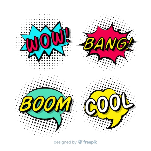 Free vector colorful comic speech bubbles set