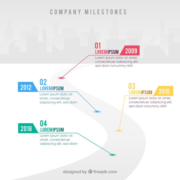 colorful company milestones with flat design