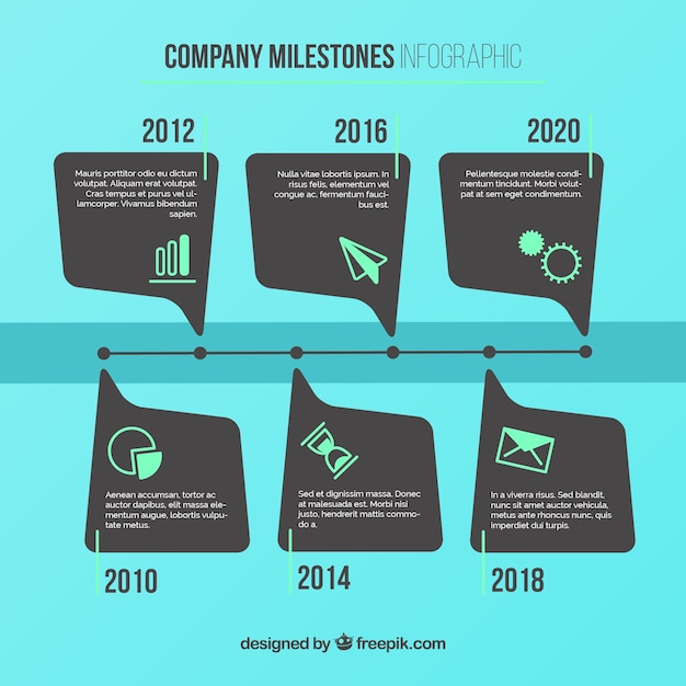 Free vector colorful company milestones with flat design