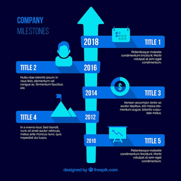 평면 디자인의 다채로운 회사 이정표