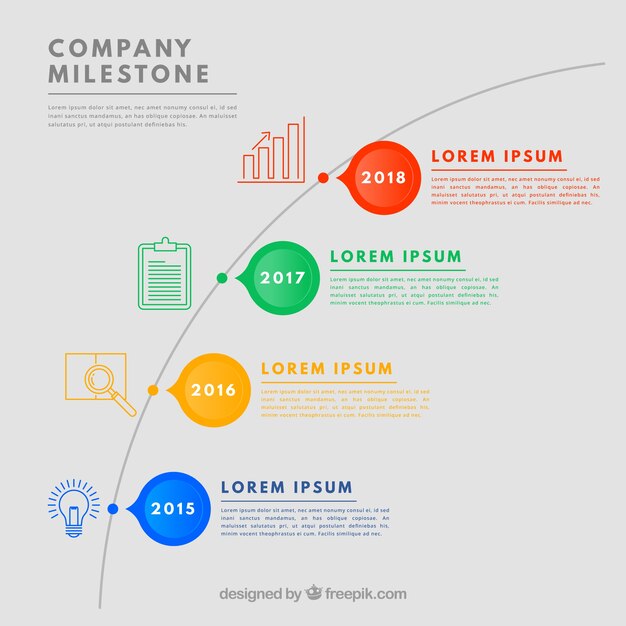 Colorful company milestones with flat design