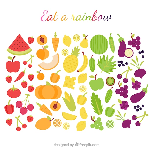 Бесплатное векторное изображение Красочная композиция со здоровой пищей