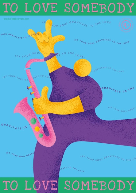 Vettore gratuito modello di poster colorato concerto con grafica piatta musicista sassofonista