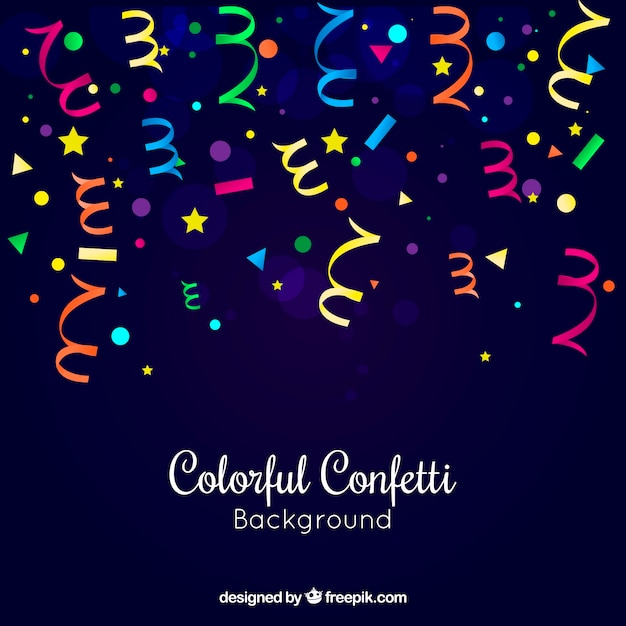 Colorful confetti background in flat style