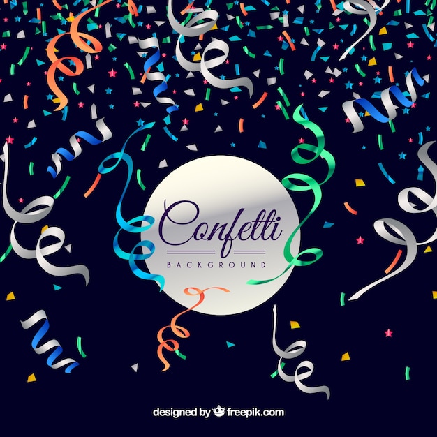 Colorful confetti background in realistic style