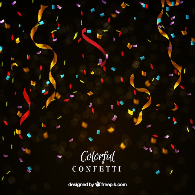 Colorful confetti background in realistic style