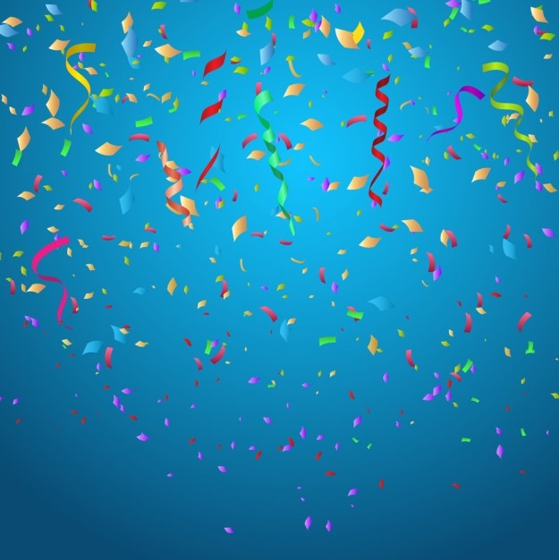 Free vector colorful confetti on blue background