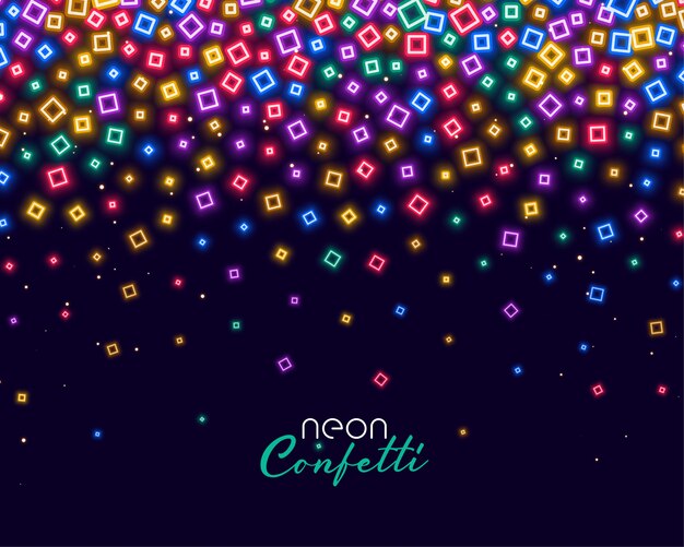 Colorful confetti in neon shiny lights