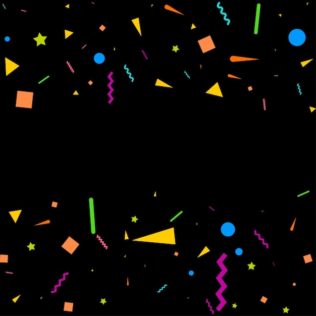 Красочный вектор конфетти праздничная иллюстрация падения блестящего конфетти, изолированного на черном черном фоне праздничный декоративный элемент мишуры для дизайна
