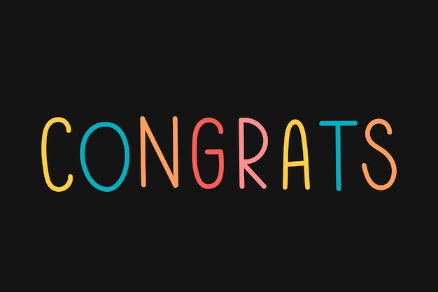 Free vector colorful congrats typography on a black background vector