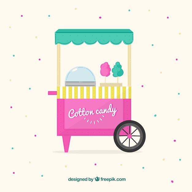 Colorful cotton candy cart