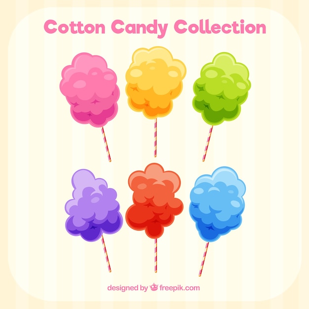 Free vector colorful cotton candy collection