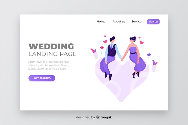 Colorful couple wedding landing page