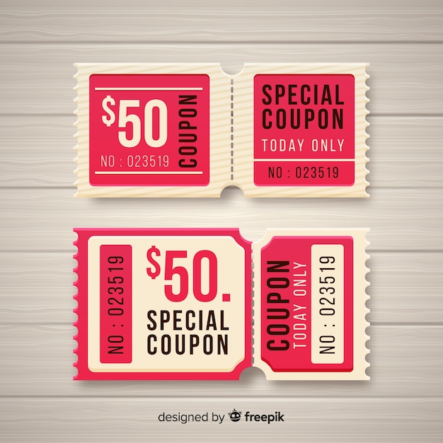 Modello di coupon colorato con design piatto