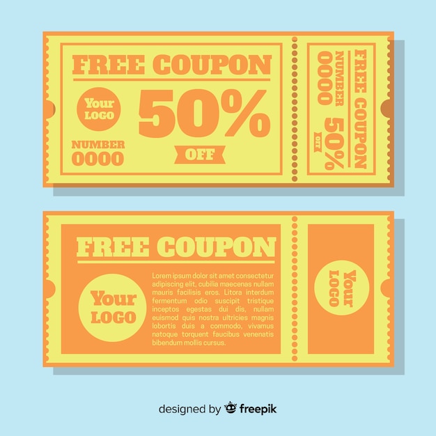 Vettore gratuito modello di coupon colorato con design piatto