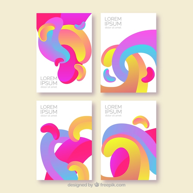 Free vector colorful cover collection with bubble shapes