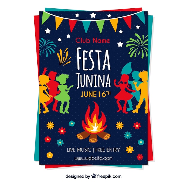 축제 junina에 대 한 다채로운 표지 템플릿