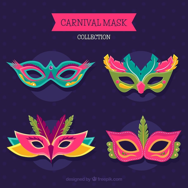 Free vector colorful and creative carnival mask collection