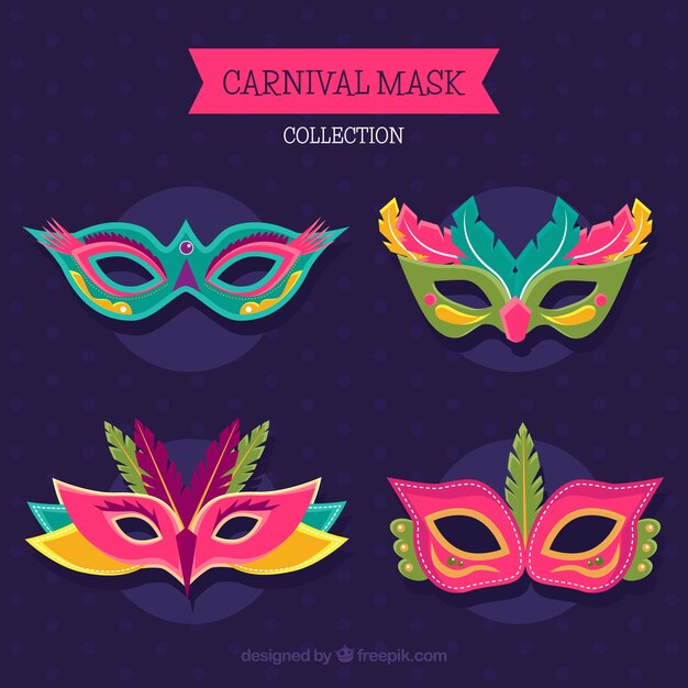 Colorful and creative carnival mask collection