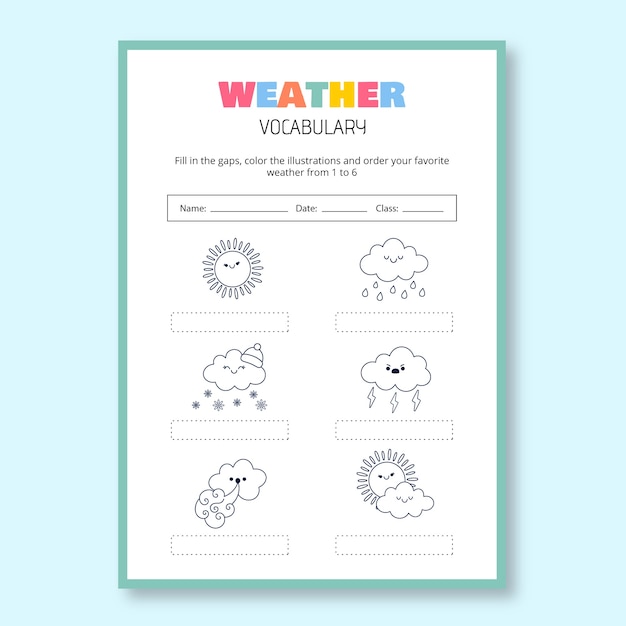 Colorful creative vocabulary worksheet