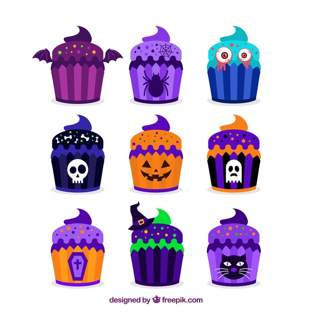 colorful cupcakes ready for halloween