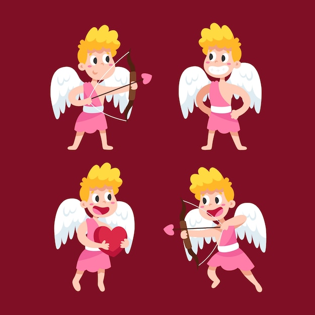 Vettore gratuito collezione di personaggi colorati cupido