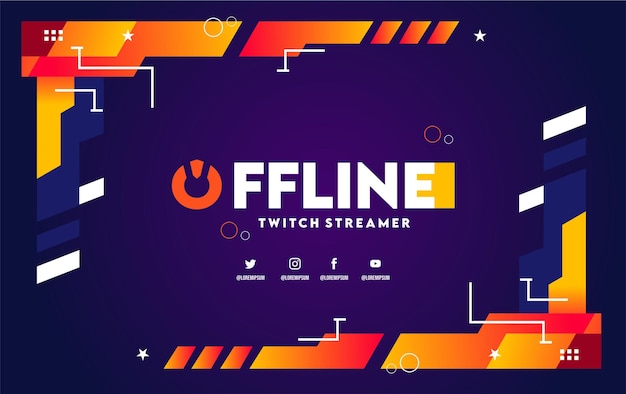 Colorful currently offline twitch banner background template