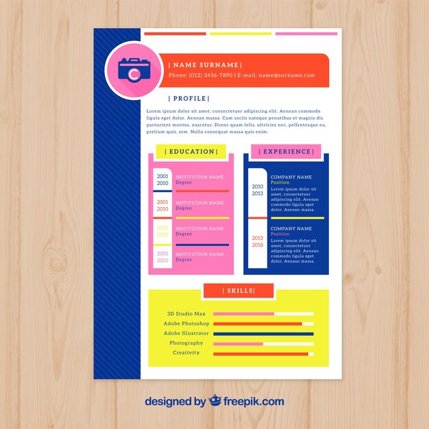 Colorful  curriculum template with flat design