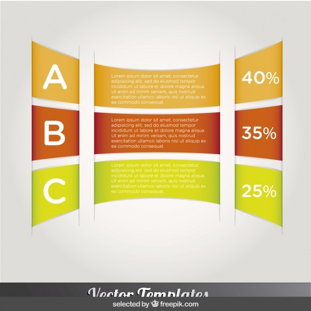 Colorful curved banners infographic